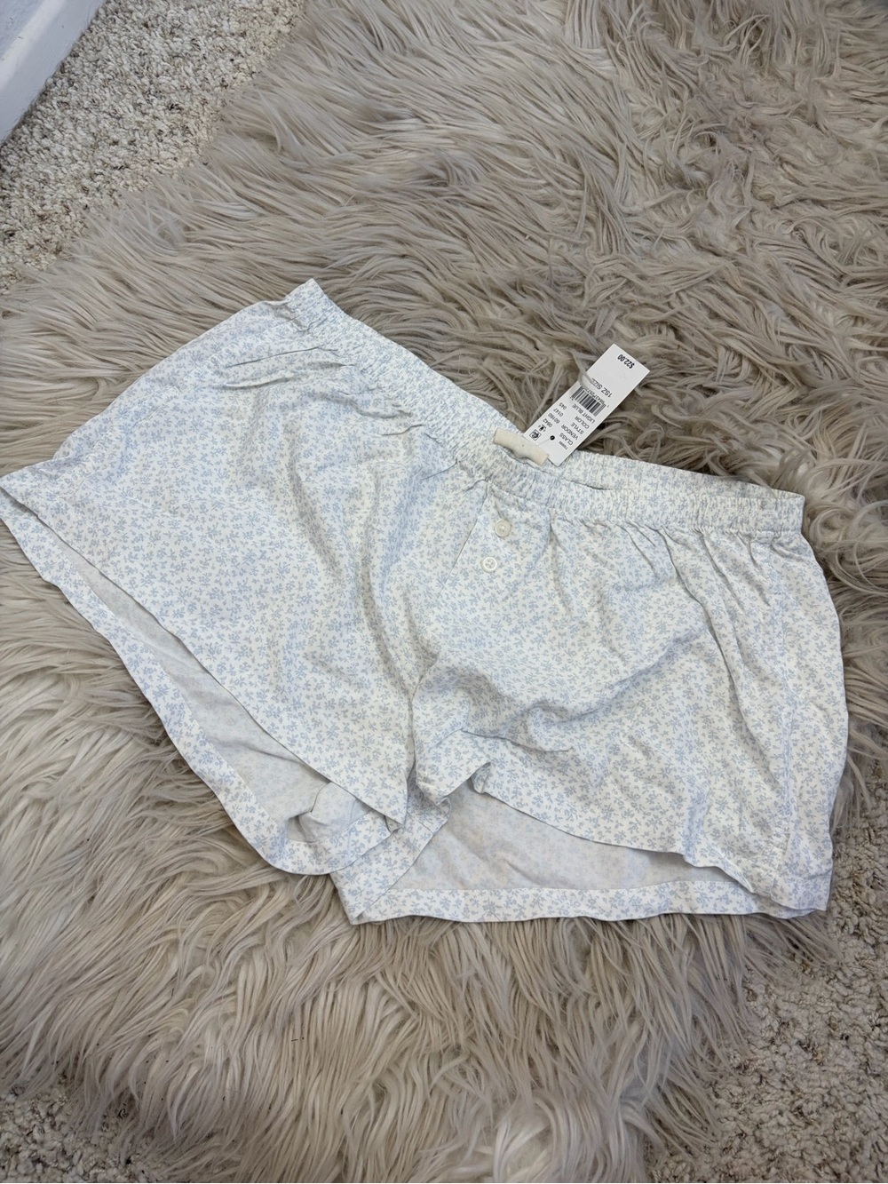 NWT Brandy Melville John Galt Blue White Floral Boxer Mini Shorts